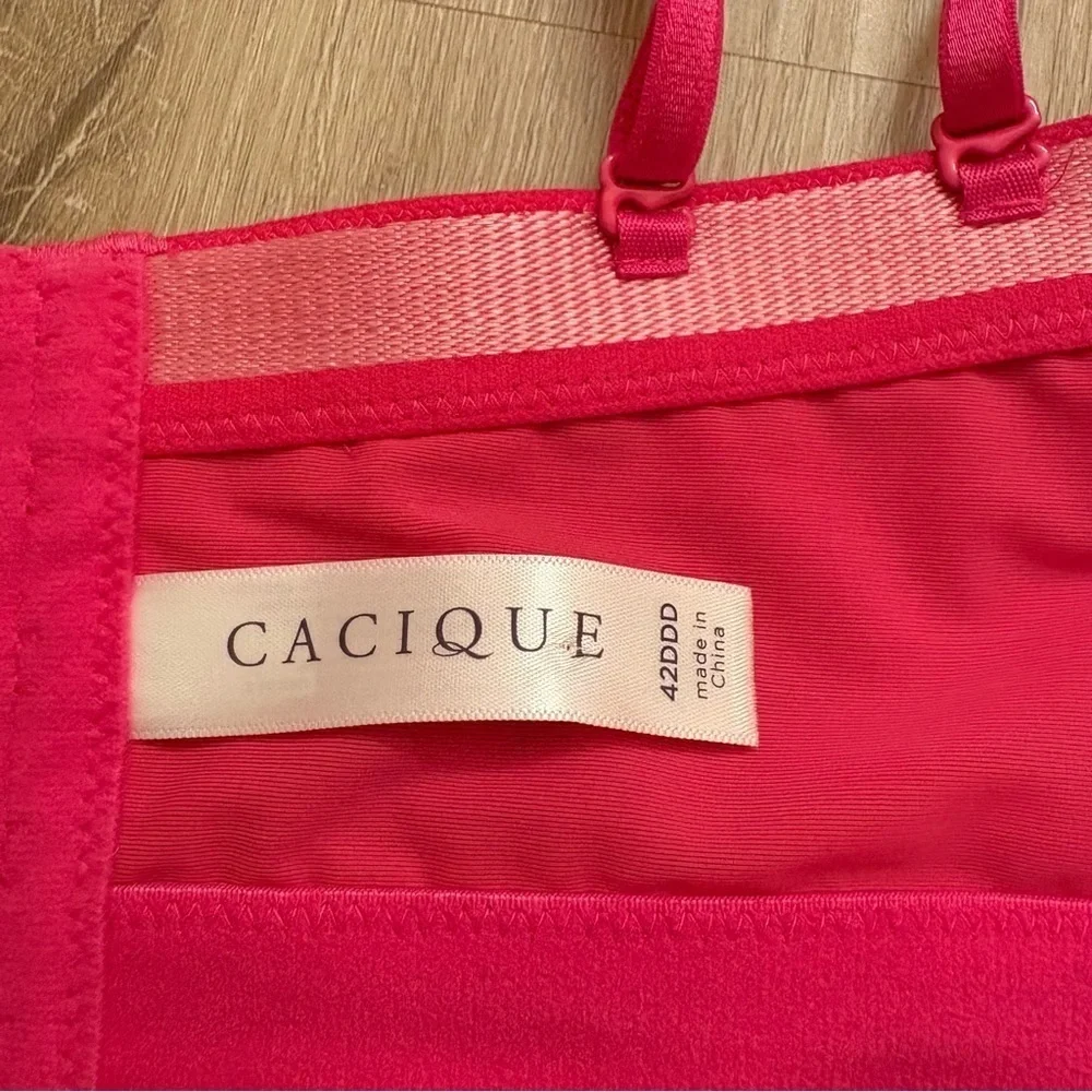 Cacique Lane Bryant Pink Floral Bra with Removable Straps 42DDD